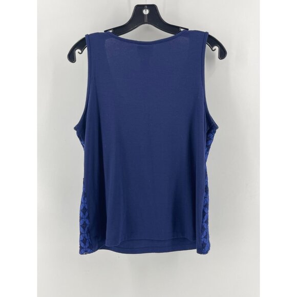 Ruby Rd Petite Women's Blue Lined Lace Sleeveless Scoop Neck Top Size PM - Picture 5 of 11